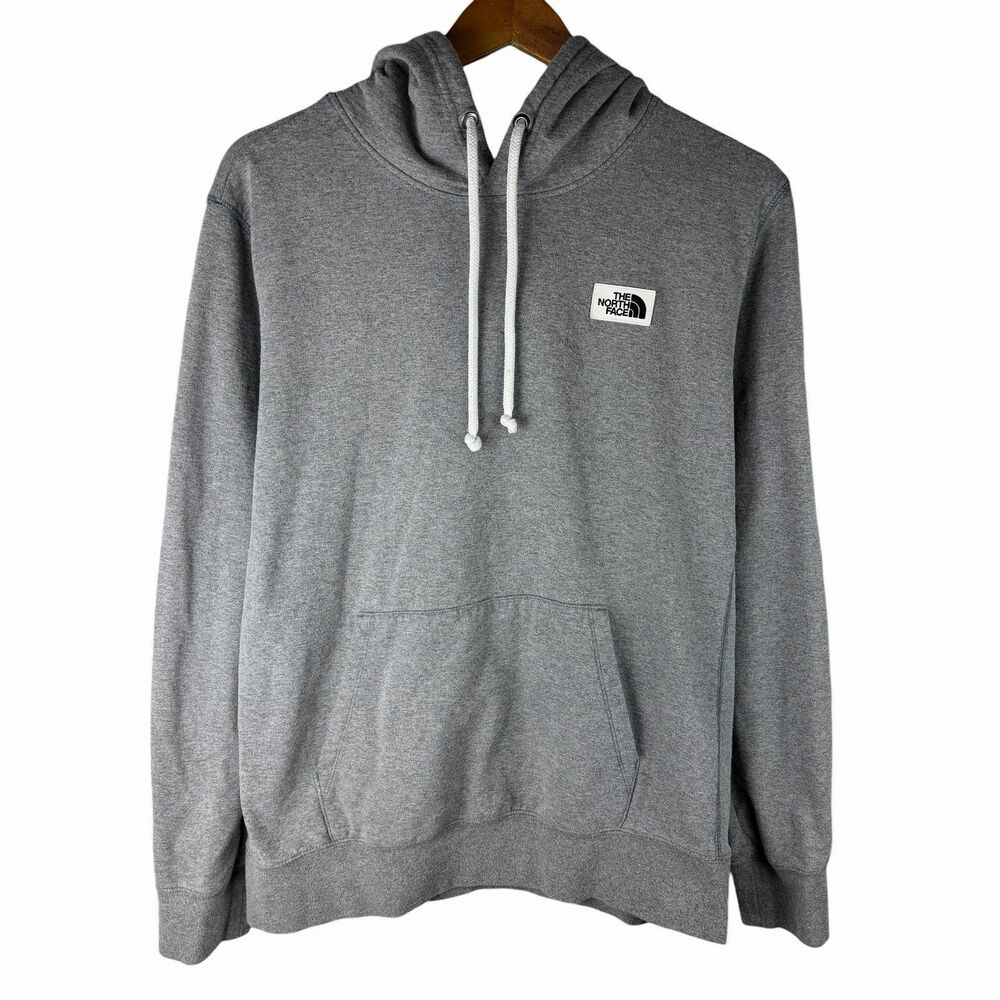 The North Face Gray Pullover Hoodie with White Drawstrings